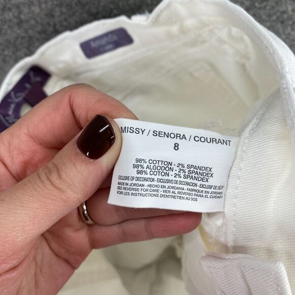 Gloria Vanderbilt Jeans Women 8 White Denim Light Wash Amanda Capri High Rise - Picture 8 of 9